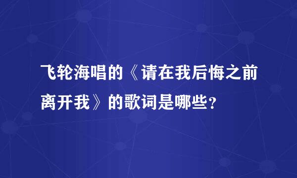 飞轮海唱的《请在我后悔之前离开我》的歌词是哪些？