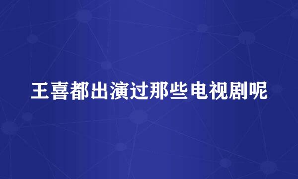 王喜都出演过那些电视剧呢