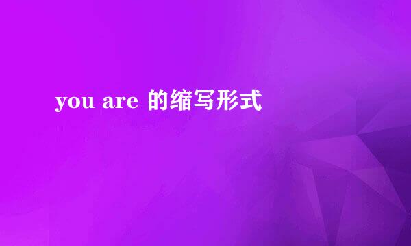 you are 的缩写形式