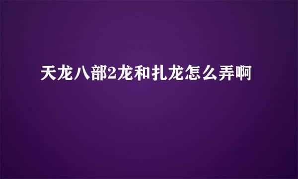 天龙八部2龙和扎龙怎么弄啊