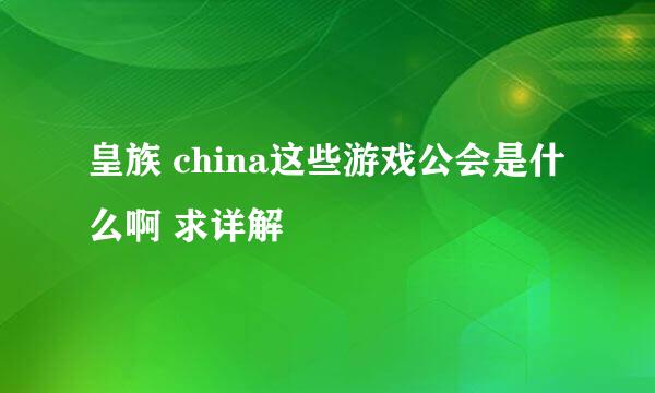 皇族 china这些游戏公会是什么啊 求详解