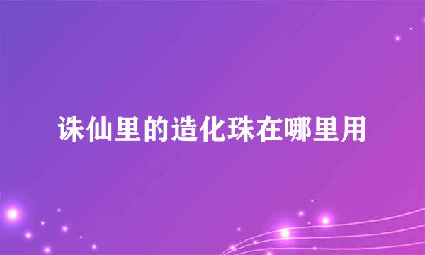 诛仙里的造化珠在哪里用