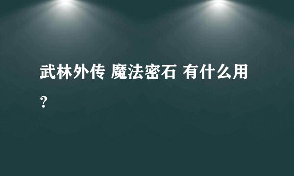 武林外传 魔法密石 有什么用？