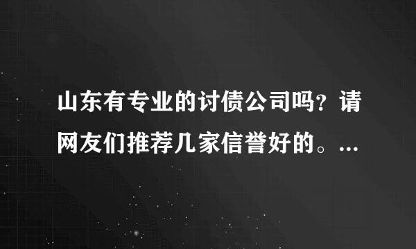 山东有专业的讨债公司吗？请网友们推荐几家信誉好的。多谢了！