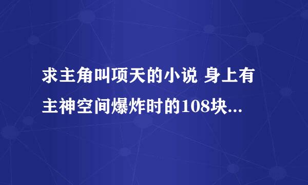 求主角叫项天的小说 身上有主神空间爆炸时的108块碎片之一