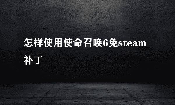 怎样使用使命召唤6免steam补丁