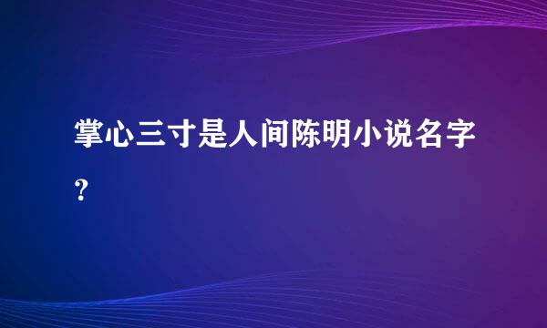 掌心三寸是人间陈明小说名字？