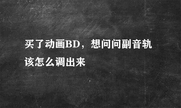 买了动画BD，想问问副音轨该怎么调出来