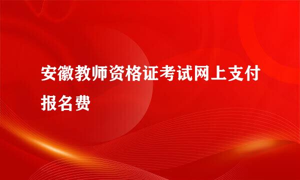 安徽教师资格证考试网上支付报名费