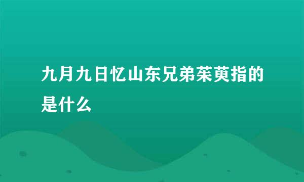 九月九日忆山东兄弟茱萸指的是什么