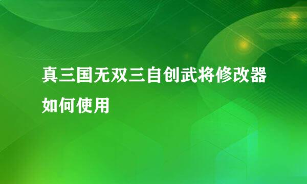 真三国无双三自创武将修改器如何使用