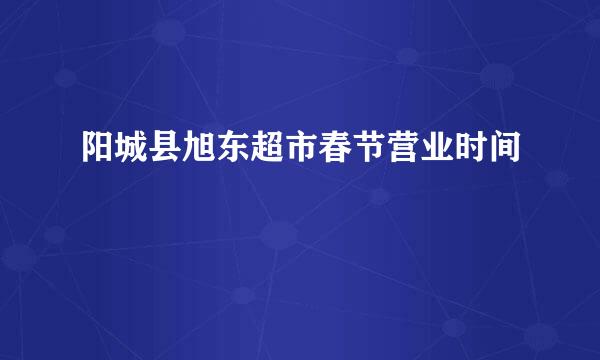 阳城县旭东超市春节营业时间