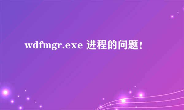 wdfmgr.exe 进程的问题！