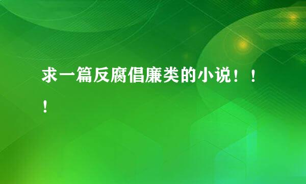 求一篇反腐倡廉类的小说！！！