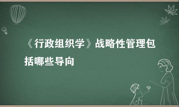 《行政组织学》战略性管理包括哪些导向