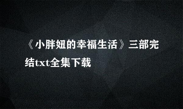 《小胖妞的幸福生活》三部完结txt全集下载