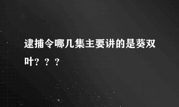 逮捕令哪几集主要讲的是葵双叶？？？