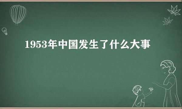 1953年中国发生了什么大事