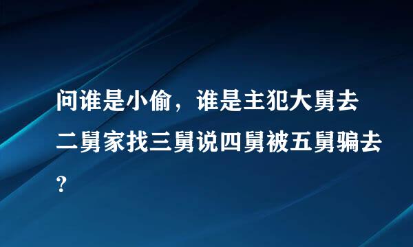 问谁是小偷，谁是主犯大舅去二舅家找三舅说四舅被五舅骗去？