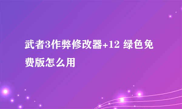 武者3作弊修改器+12 绿色免费版怎么用