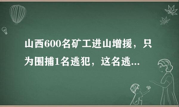 山西600名矿工进山增援，只为围捕1名逃犯，这名逃犯什么来头？