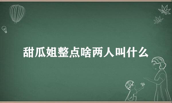 甜瓜姐整点啥两人叫什么