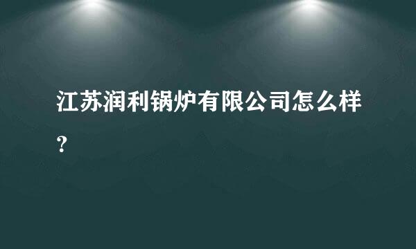 江苏润利锅炉有限公司怎么样？