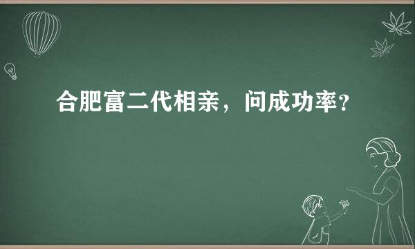 合肥富二代相亲，问成功率？