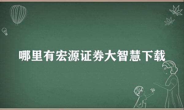 哪里有宏源证券大智慧下载