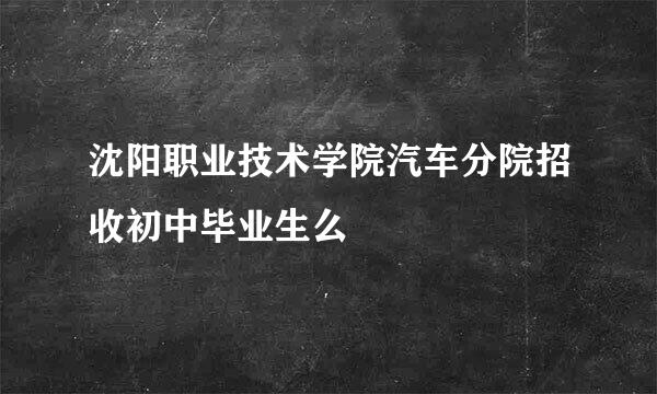 沈阳职业技术学院汽车分院招收初中毕业生么