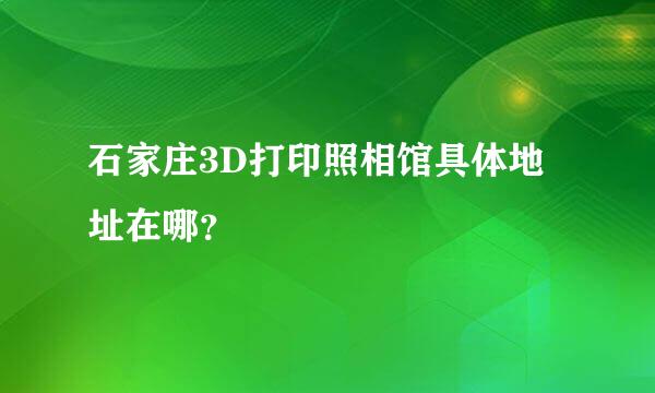 石家庄3D打印照相馆具体地址在哪？