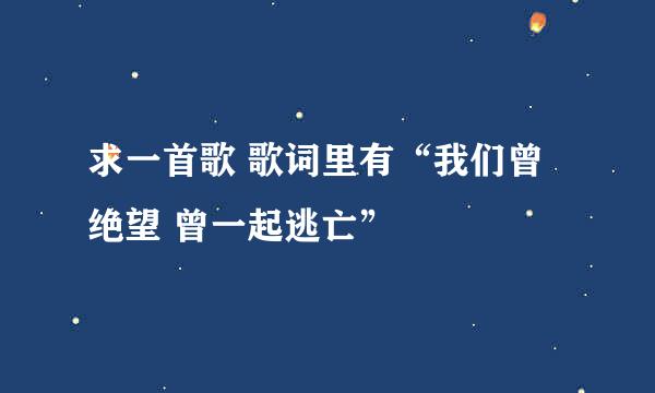 求一首歌 歌词里有“我们曾绝望 曾一起逃亡”