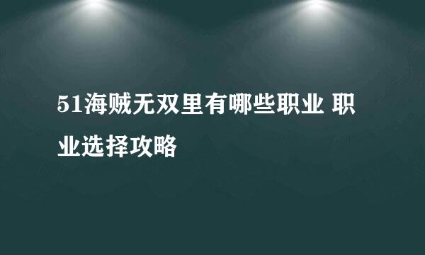 51海贼无双里有哪些职业 职业选择攻略