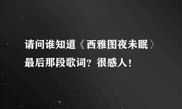 请问谁知道《西雅图夜未眠〉最后那段歌词？很感人！