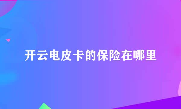 开云电皮卡的保险在哪里