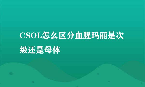 CSOL怎么区分血腥玛丽是次级还是母体