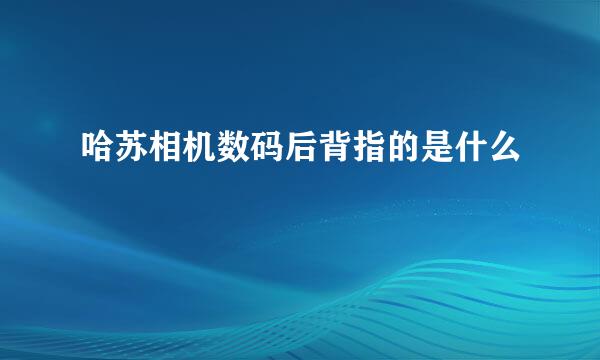 哈苏相机数码后背指的是什么