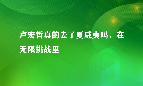 卢宏哲真的去了夏威夷吗，在无限挑战里