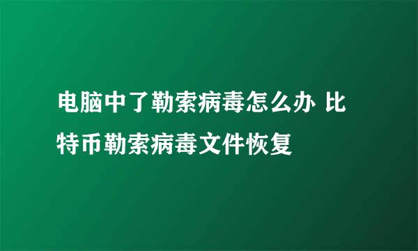 电脑中了勒索病毒怎么办 比特币勒索病毒文件恢复