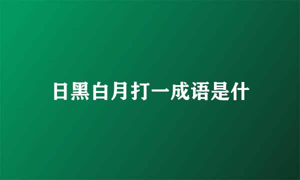 日黑白月打一成语是什