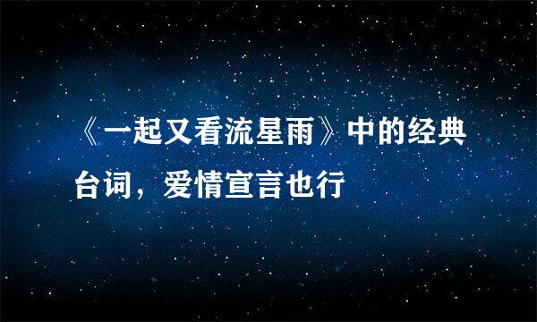 《一起又看流星雨》中的经典台词，爱情宣言也行