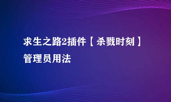 求生之路2插件【杀戮时刻】管理员用法