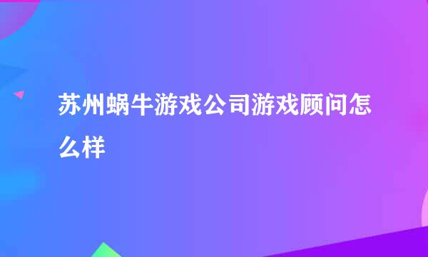 苏州蜗牛游戏公司游戏顾问怎么样