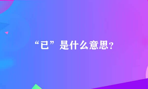 “已”是什么意思？