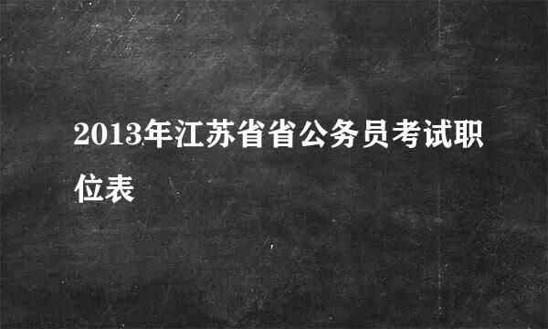 2013年江苏省省公务员考试职位表