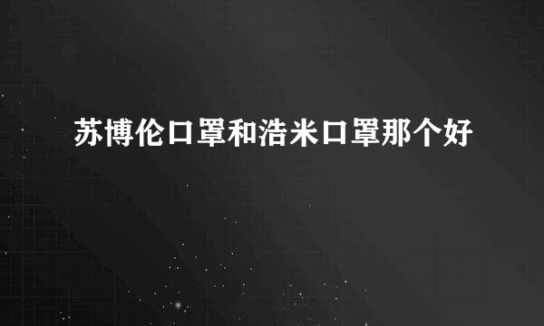 苏博伦口罩和浩米口罩那个好