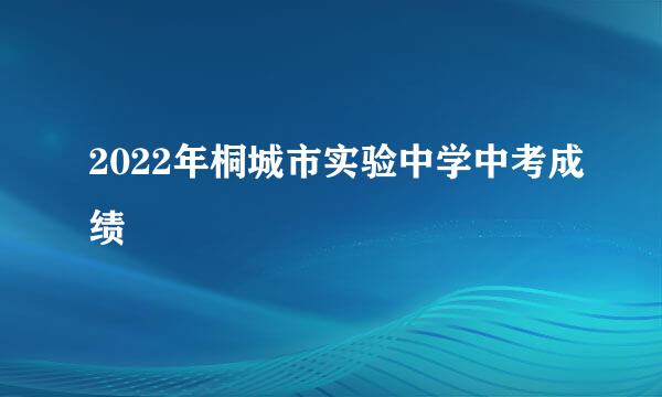 2022年桐城市实验中学中考成绩