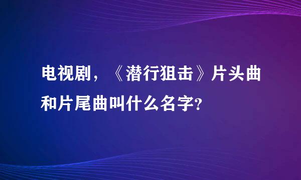 电视剧，《潜行狙击》片头曲和片尾曲叫什么名字？