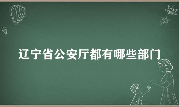 辽宁省公安厅都有哪些部门