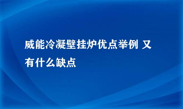 威能冷凝壁挂炉优点举例 又有什么缺点